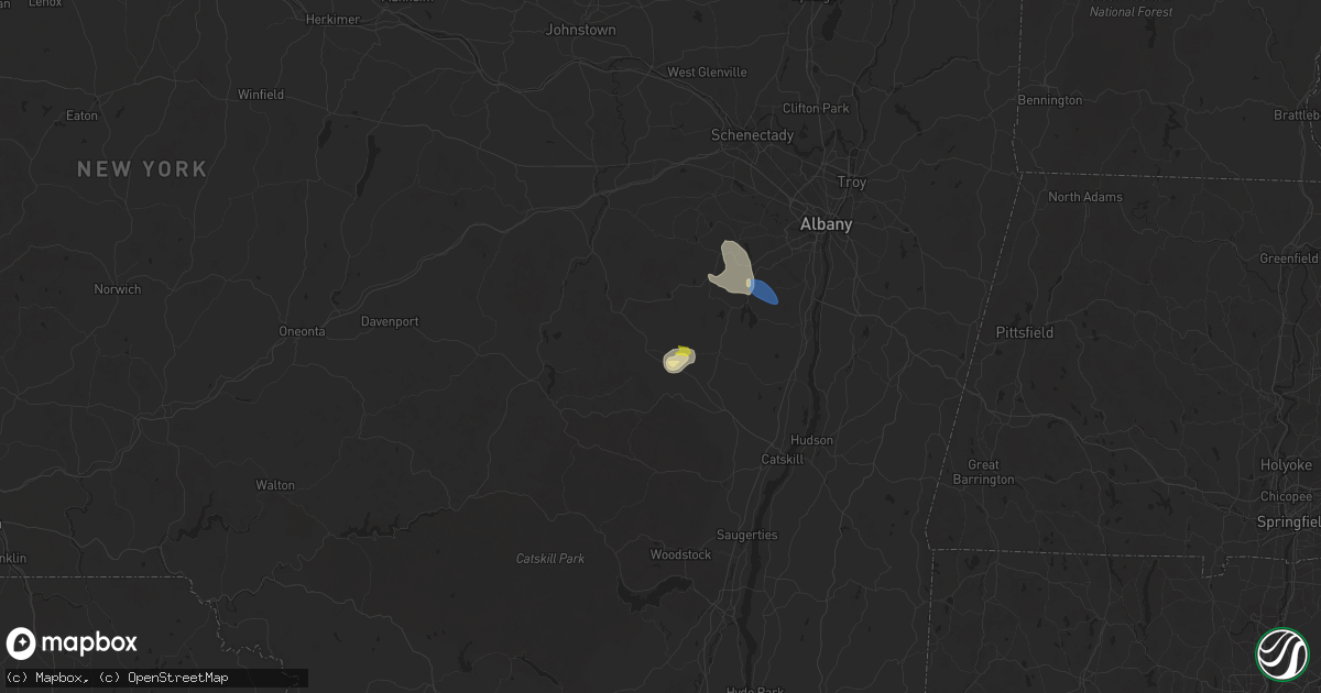 Hail map in Oak Hill, NY on August 13, 2025