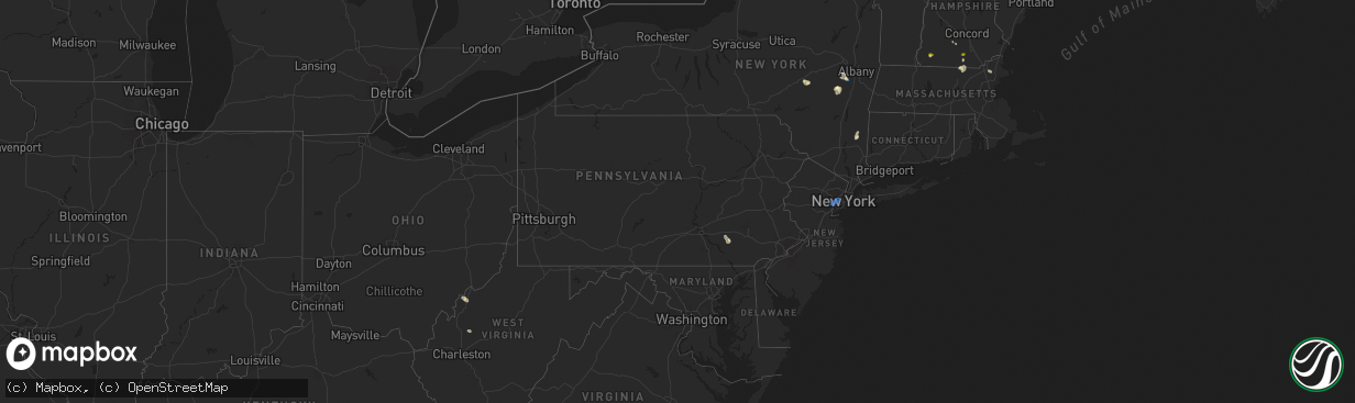 Hail map in Pennsylvania on August 13, 2025