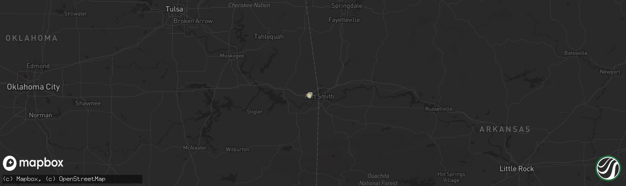Hail map in Roland, OK on August 13, 2025