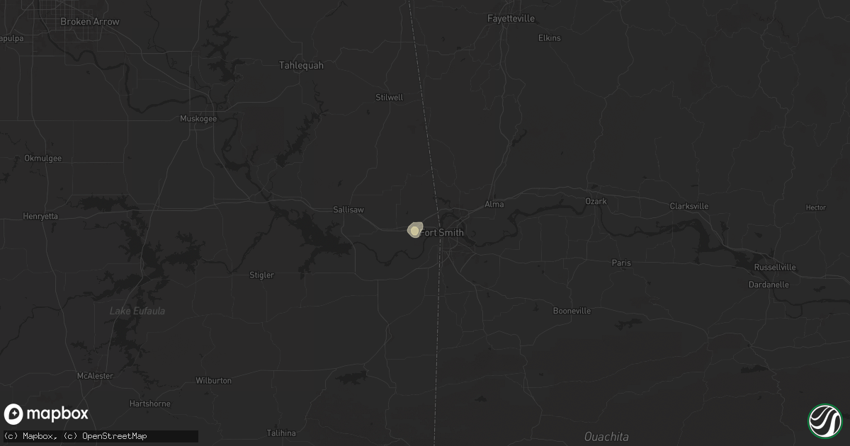 Hail map in Roland, OK on August 13, 2025