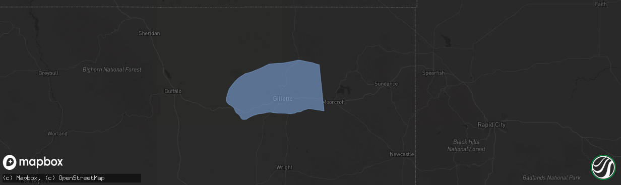 Hail map in Rozet, WY on August 13, 2025