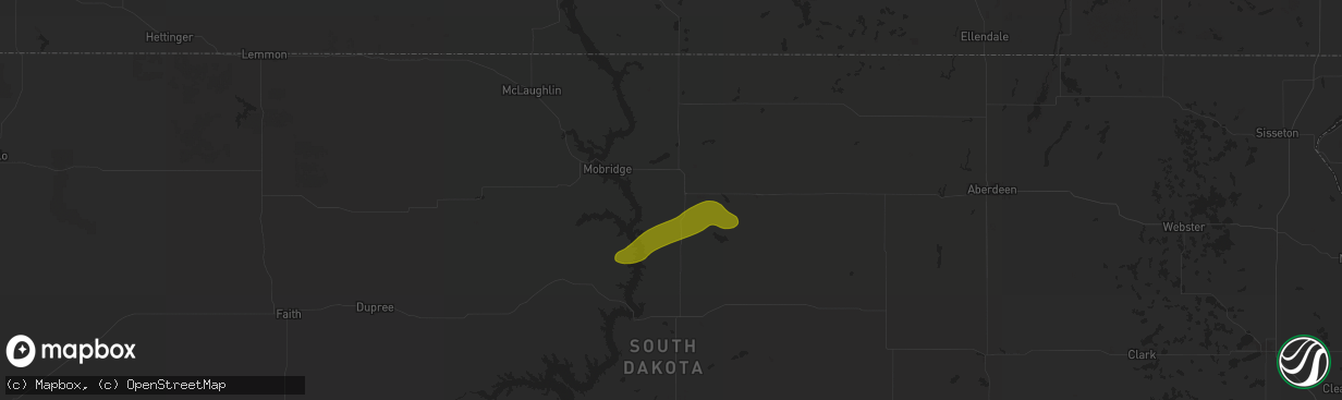 Hail map in Selby, SD on August 13, 2025