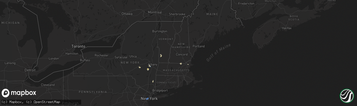 Hail map in Vermont on August 13, 2025