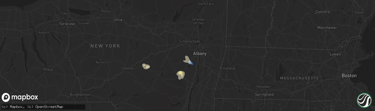 Hail map in Voorheesville, NY on August 13, 2025