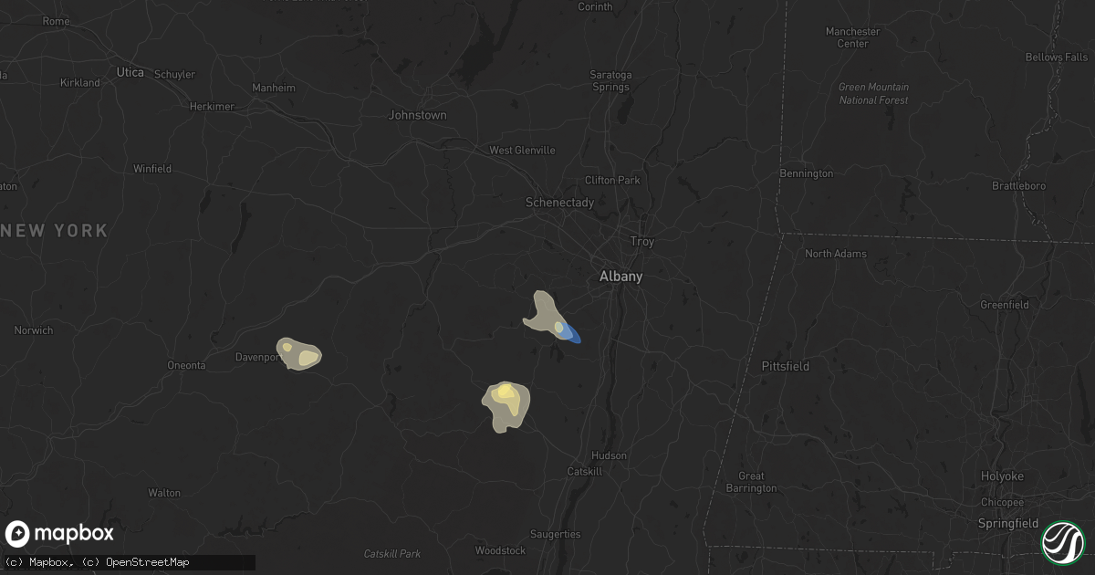 Hail map in Voorheesville, NY on August 13, 2025
