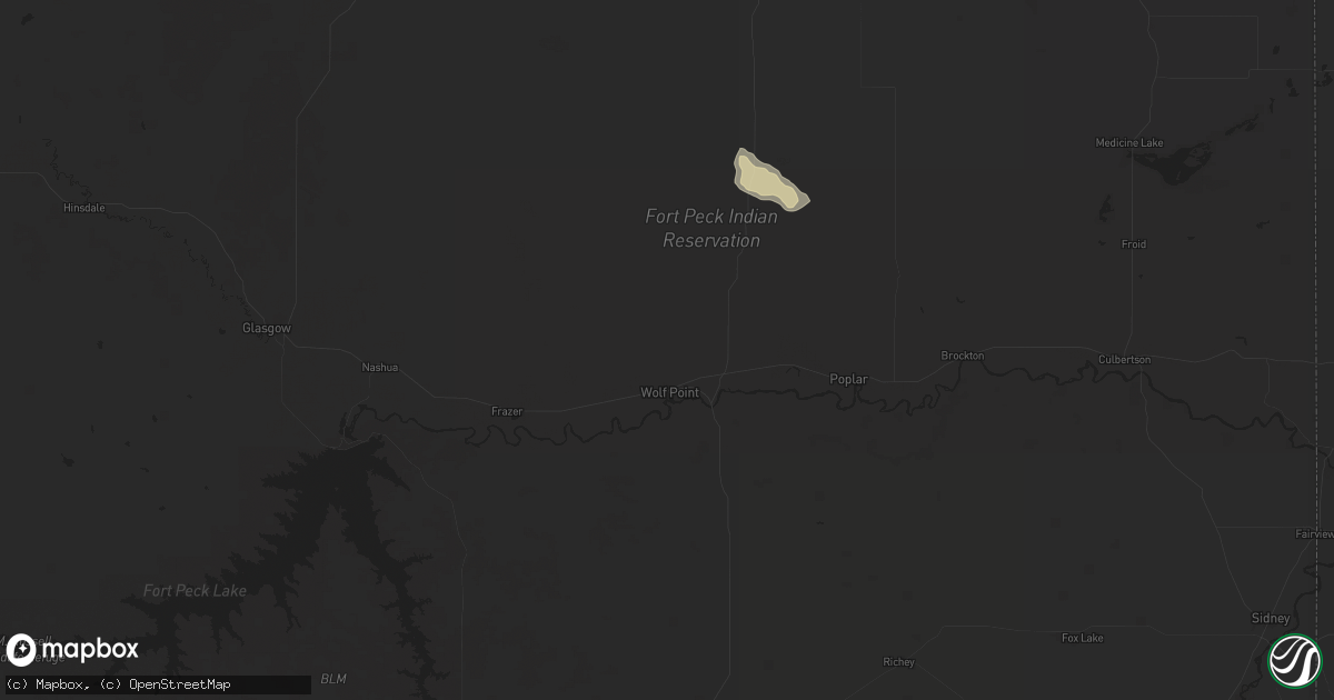 Hail map in Wolf Point, MT on August 13, 2025