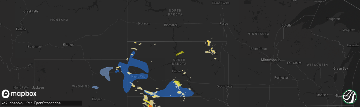 Hail map on August 13, 2025