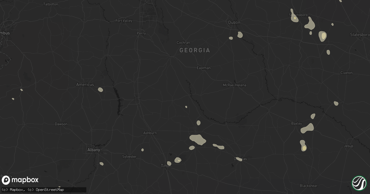 Hail map in Abbeville, GA on August 13, 2026