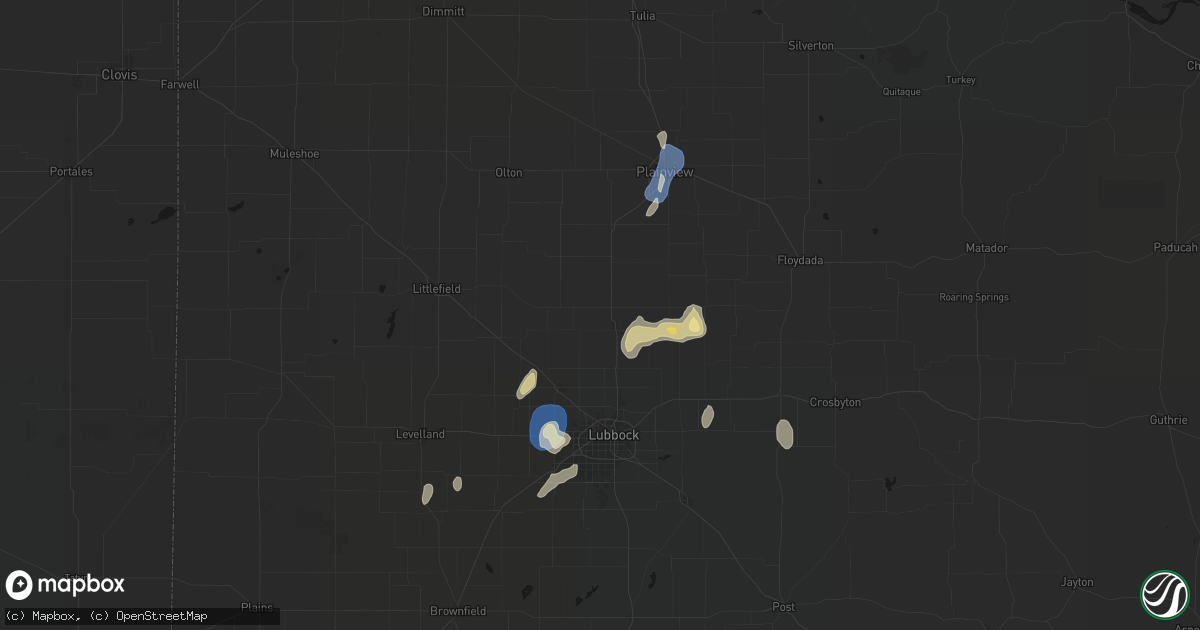 Hail map in Abernathy, TX on August 13, 2026