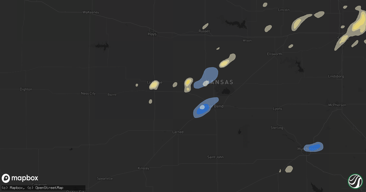 Hail map in Albert, KS on August 13, 2026