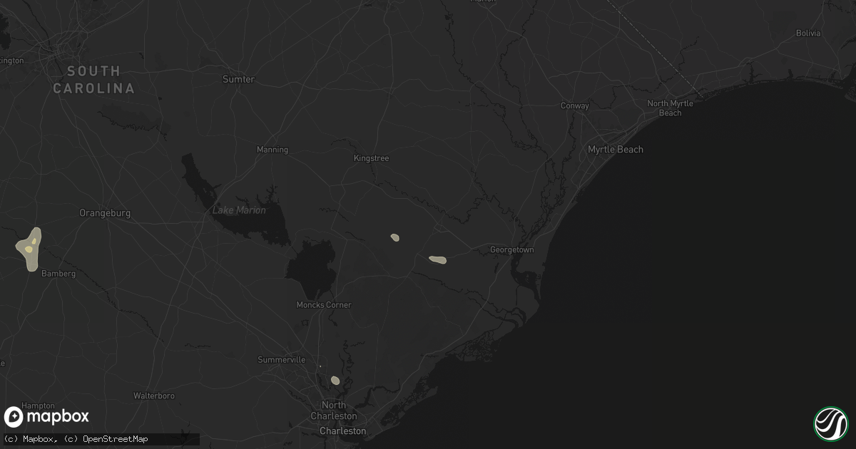 Hail map in Andrews, SC on August 13, 2026