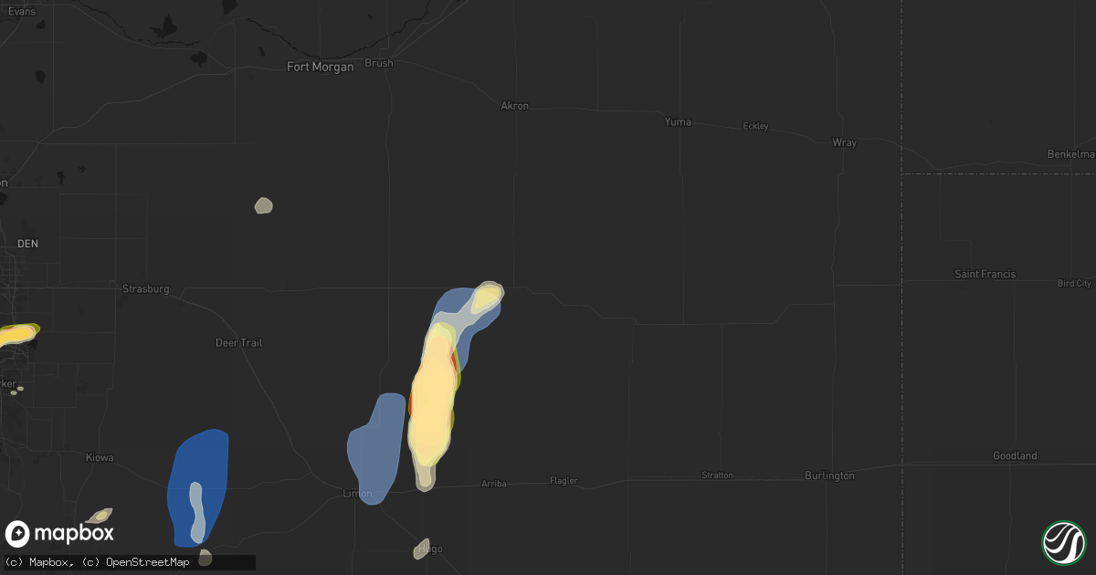 Hail map in Anton, CO on August 13, 2026