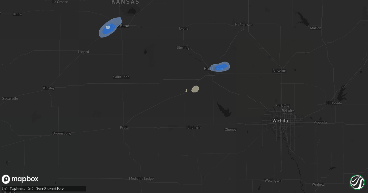 Hail map in Arlington, KS on August 13, 2026