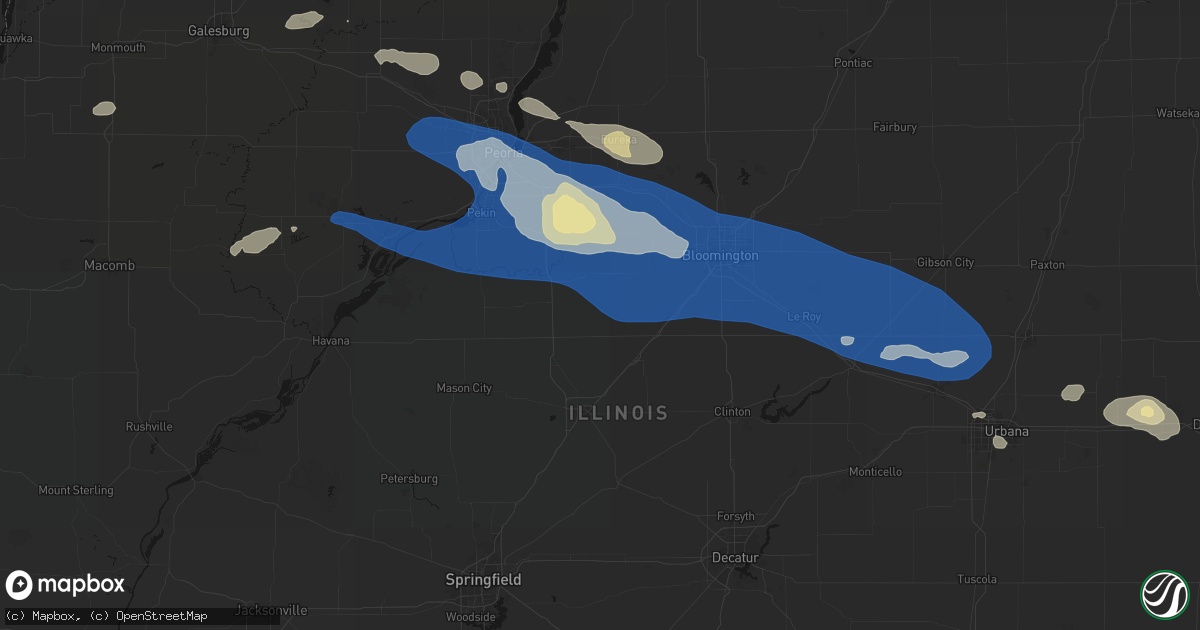 Hail map in Armington, IL on August 13, 2026