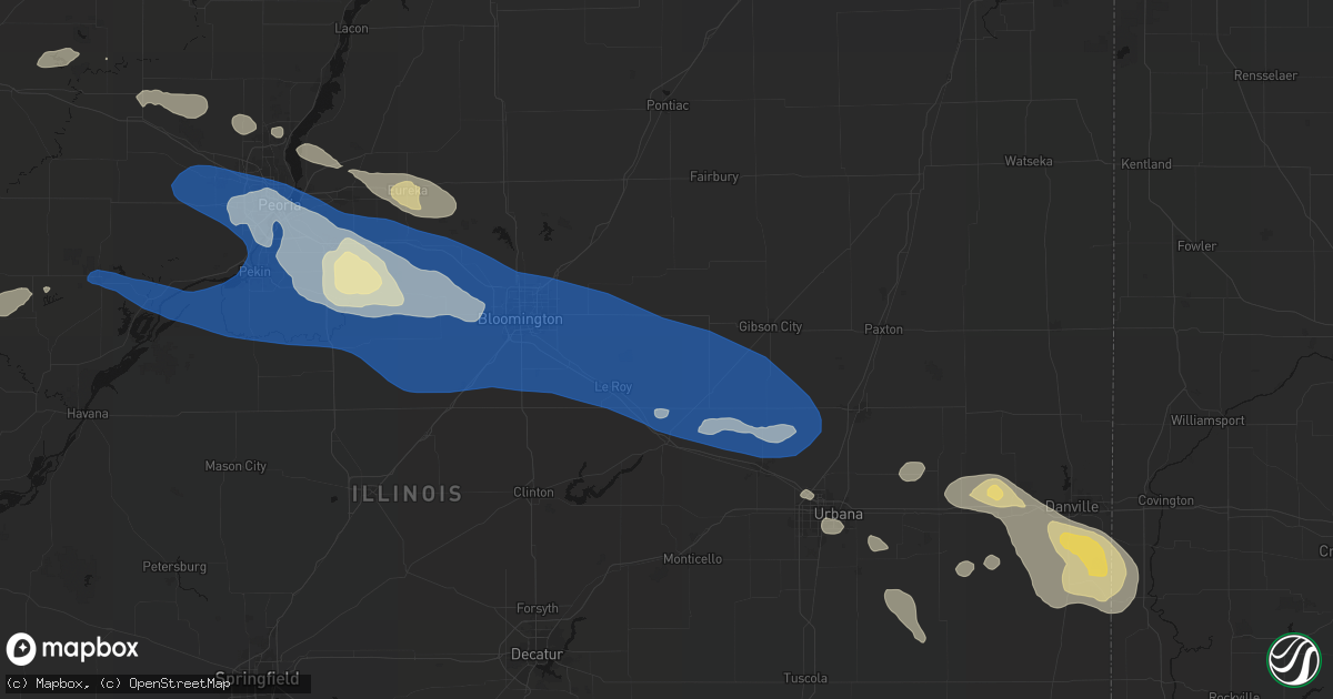 Hail map in Arrowsmith, IL on August 13, 2026