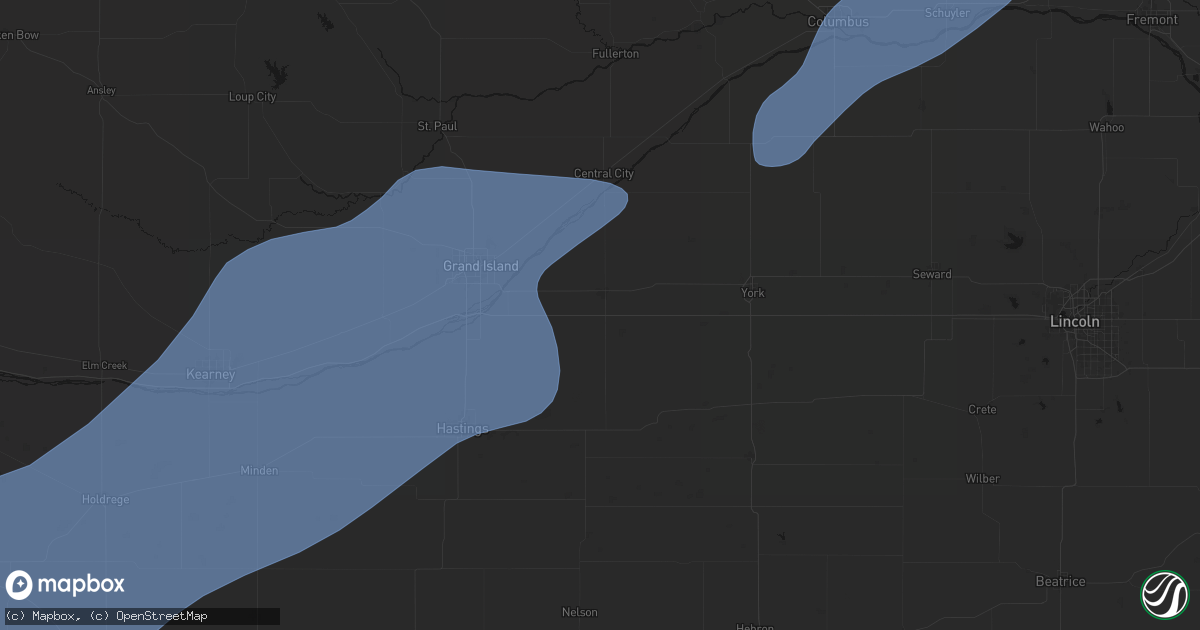Hail map in Aurora, NE on August 13, 2026