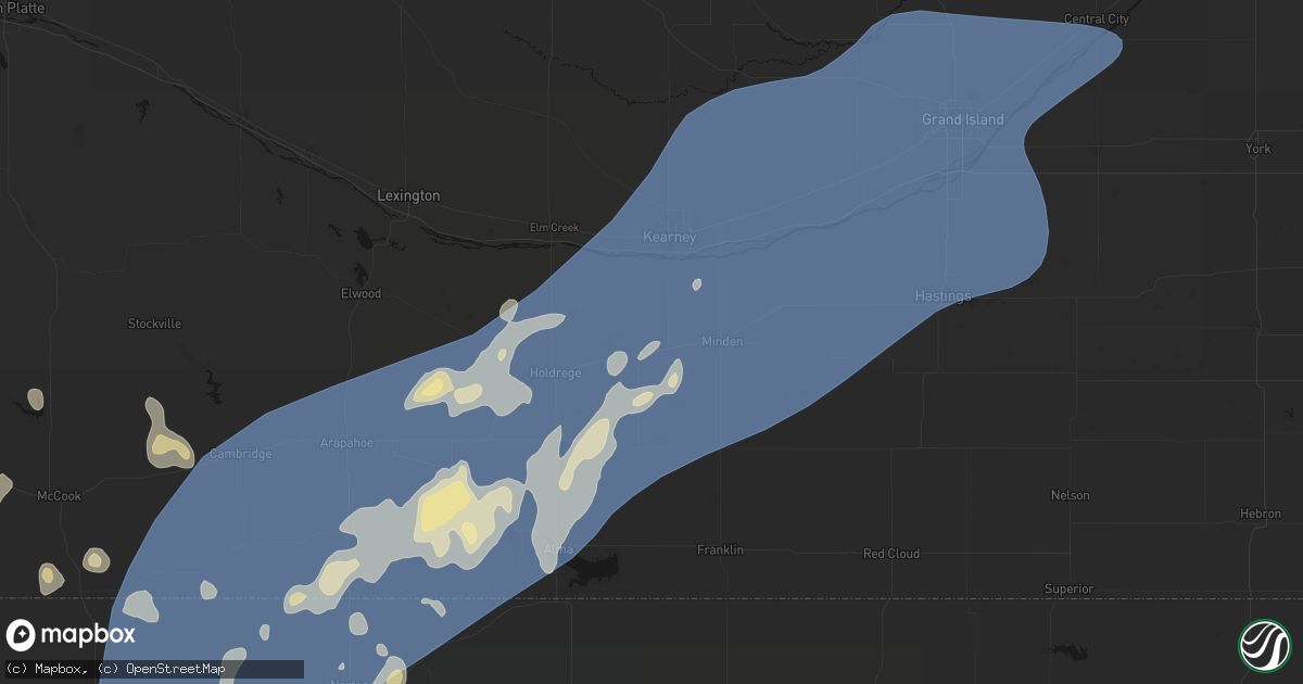 Hail map in Axtell, NE on August 13, 2026