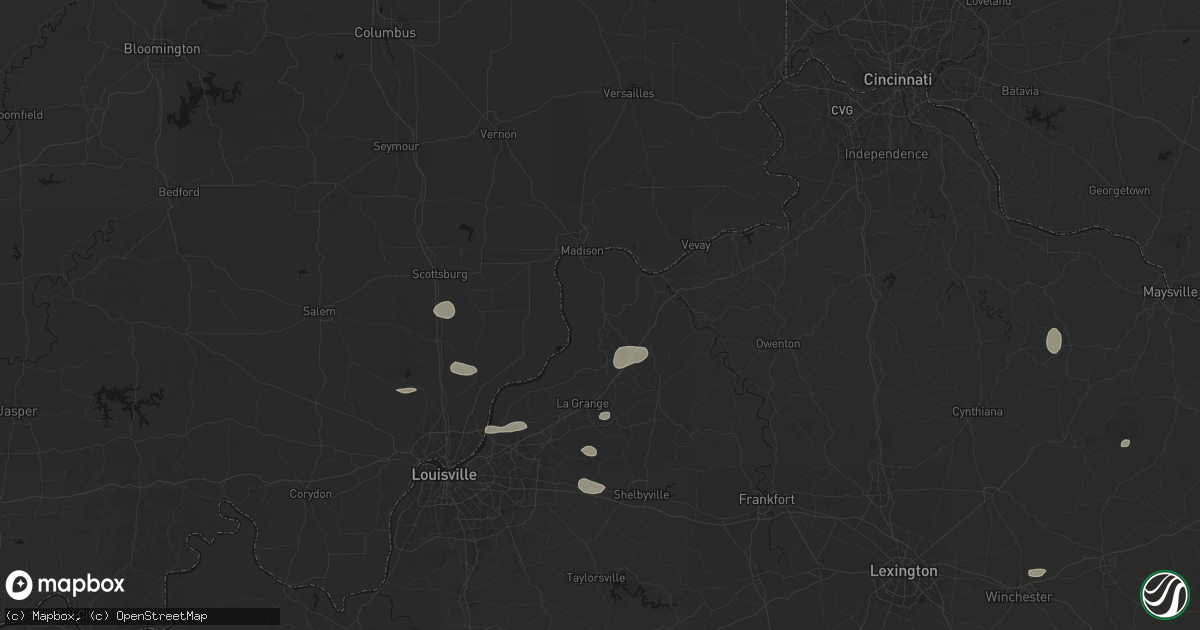 Hail map in Bedford, KY on August 13, 2026