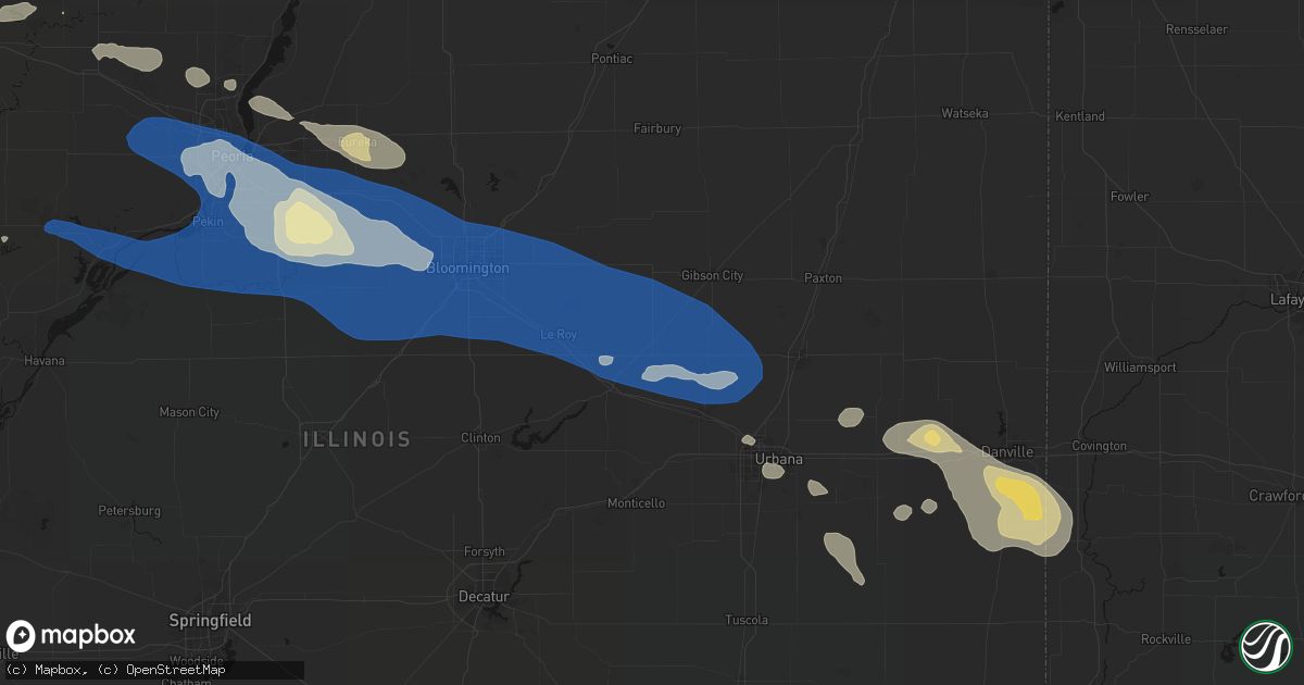 Hail map in Bellflower, IL on August 13, 2026