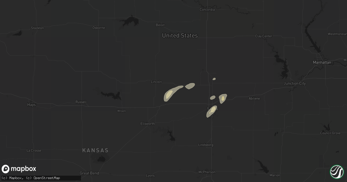 Hail map in Beverly, KS on August 13, 2026