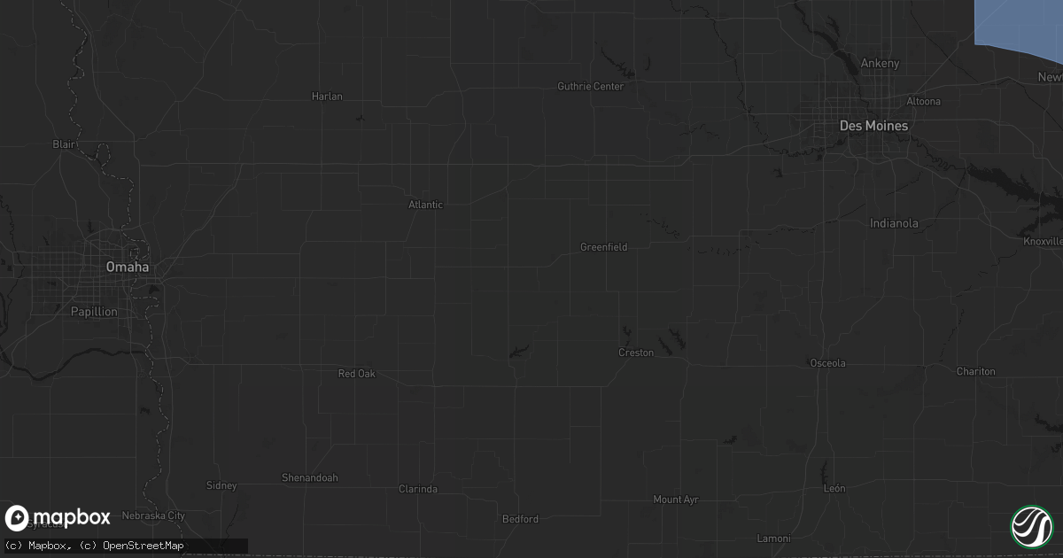 Hail map in Bridgewater, IA on August 13, 2026