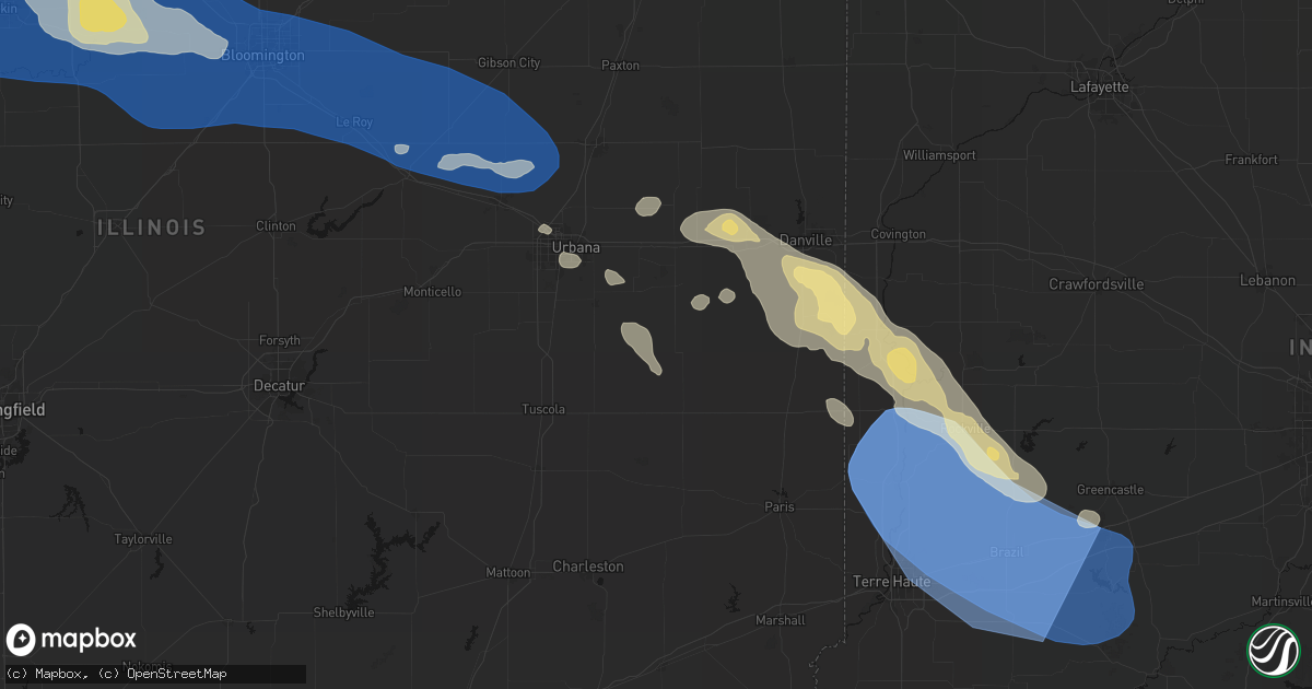 Hail map in Broadlands, IL on August 13, 2026