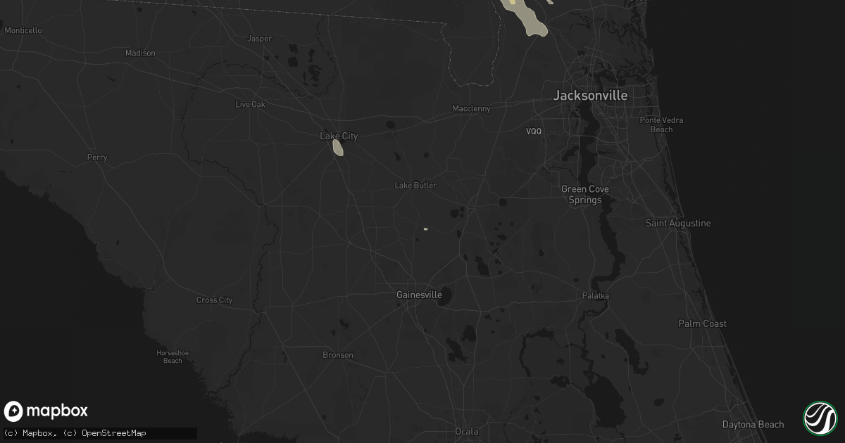 Hail map in Brooker, FL on August 13, 2026