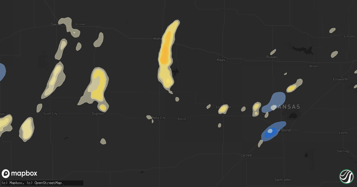Hail map in Brownell, KS on August 13, 2026