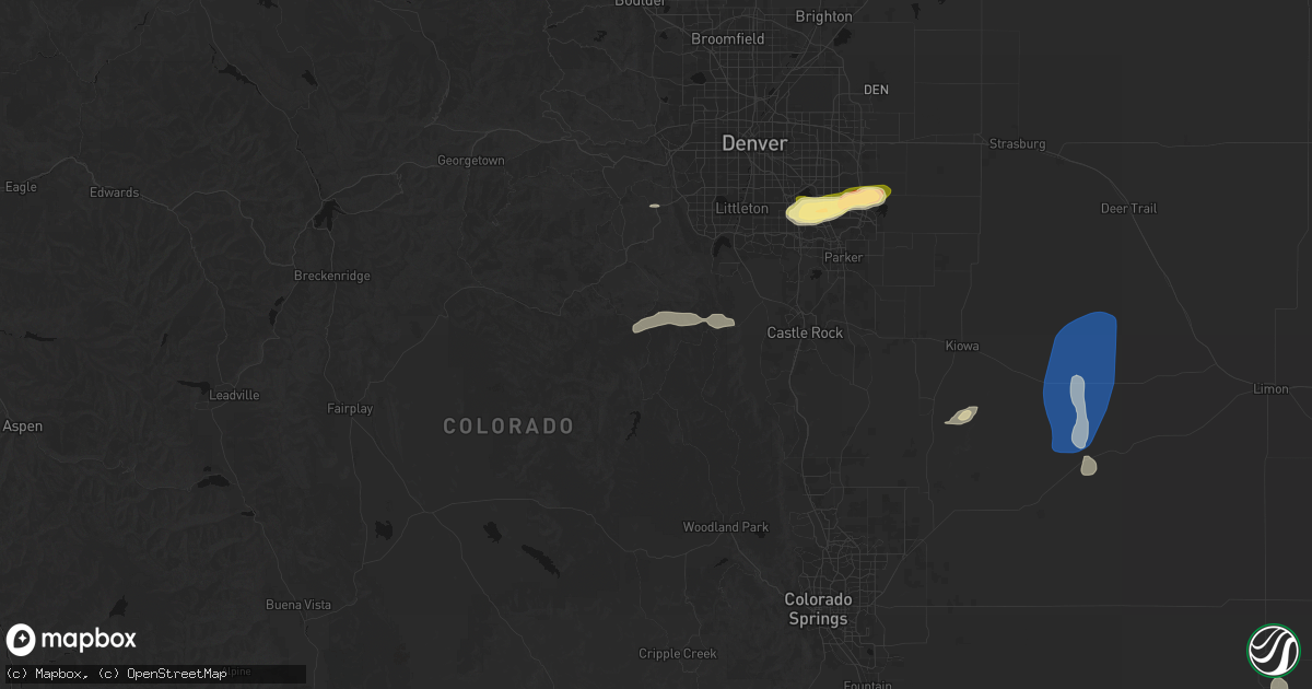 Hail map in Buffalo Creek, CO on August 13, 2026