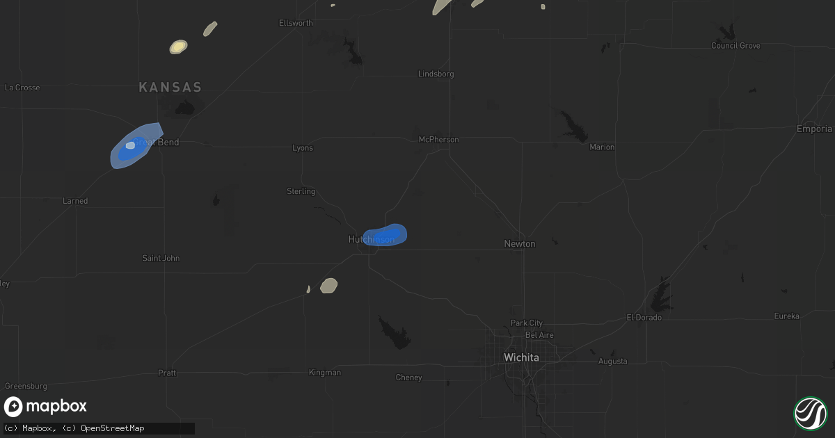 Hail map in Buhler, KS on August 13, 2026