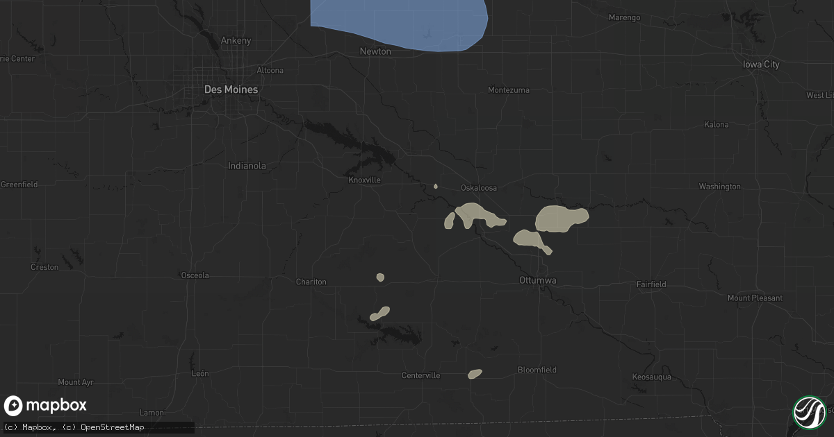 Hail map in Bussey, IA on August 13, 2026