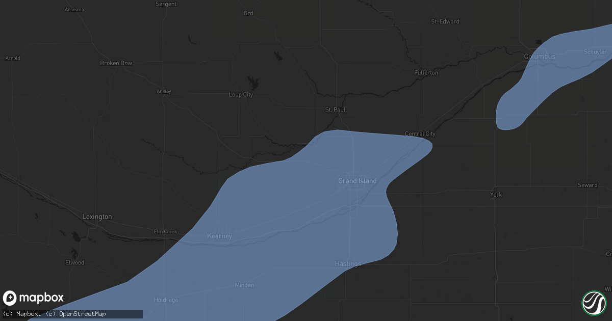 Hail map in Cairo, NE on August 13, 2026