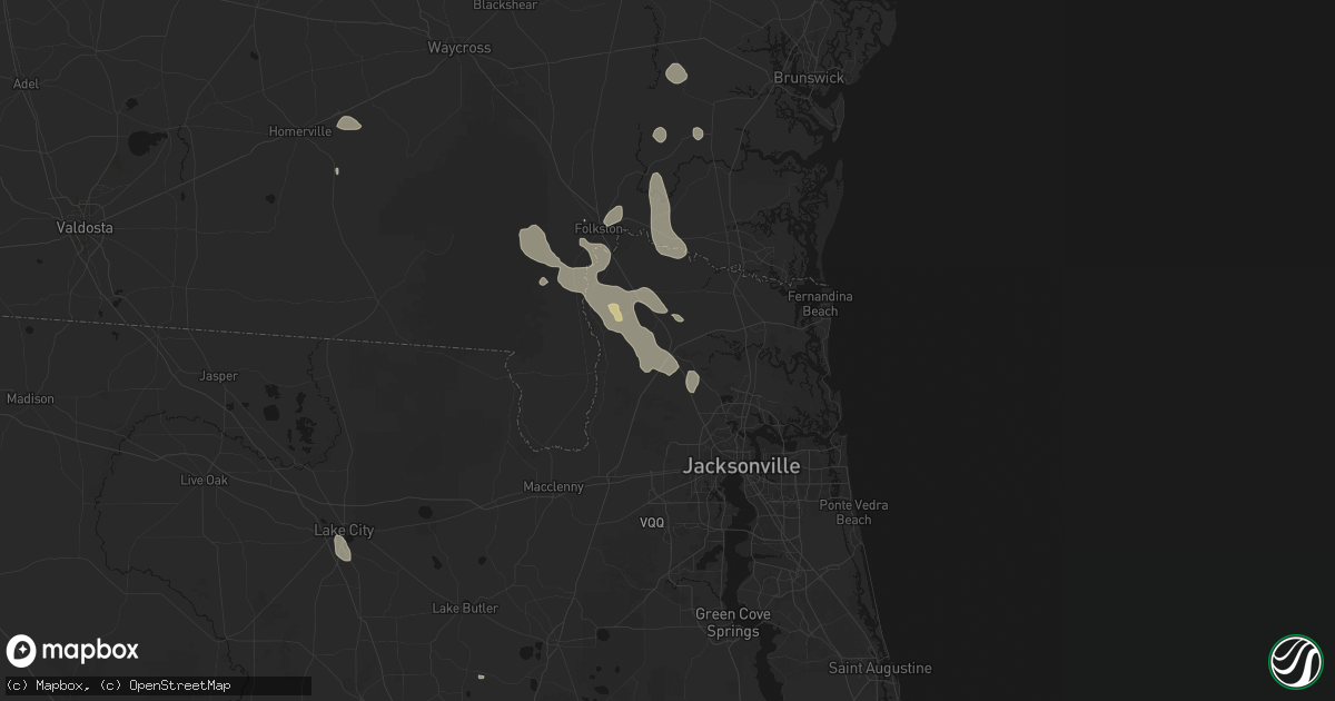 Hail map in Callahan, FL on August 13, 2026