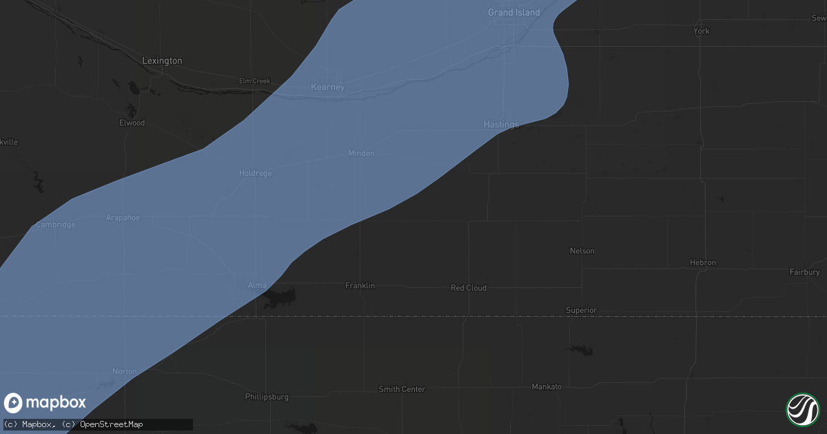 Hail map in Campbell, NE on August 13, 2026