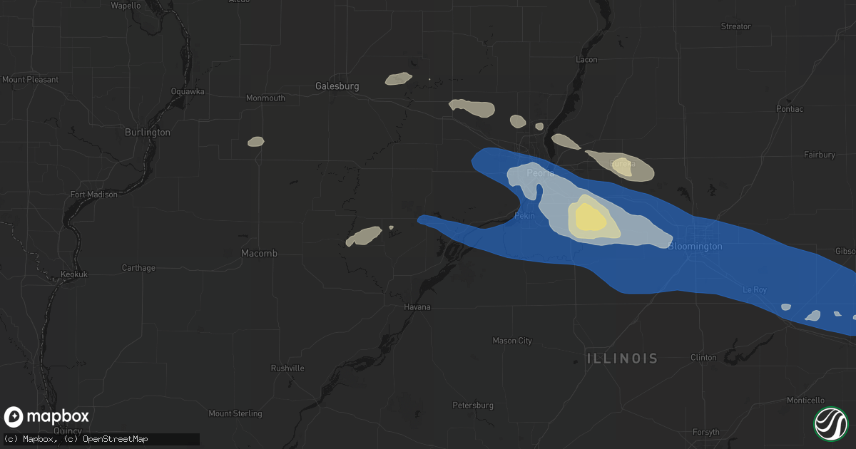 Hail map in Canton, IL on August 13, 2026