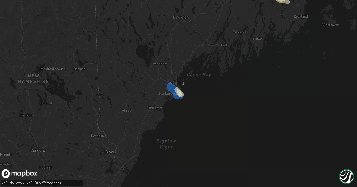 Hail map in Cape Elizabeth, ME on August 13, 2026
