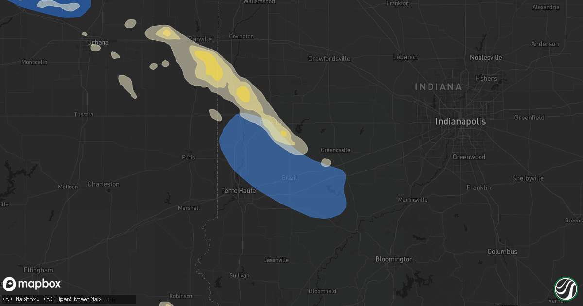 Hail map in Carbon, IN on August 13, 2026