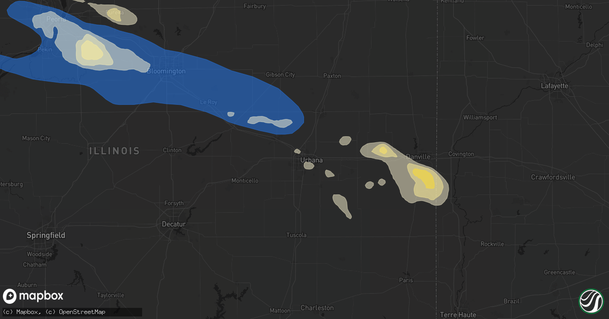Hail map in Champaign, IL on August 13, 2026