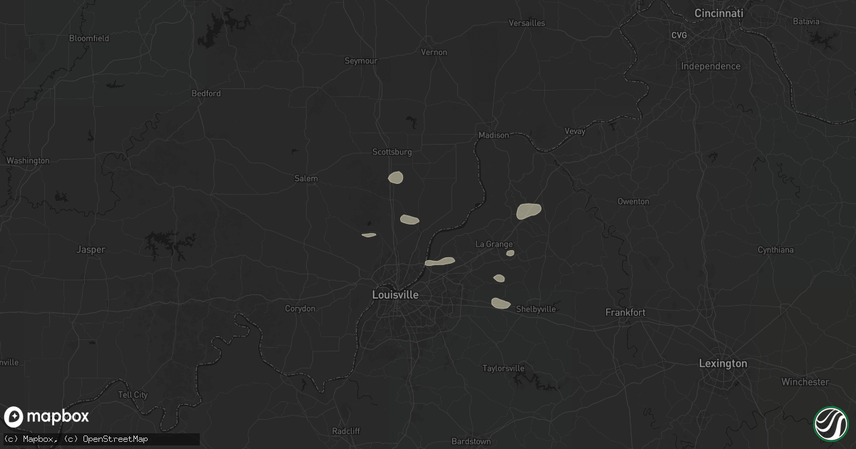 Hail map in Charlestown, IN on August 13, 2026