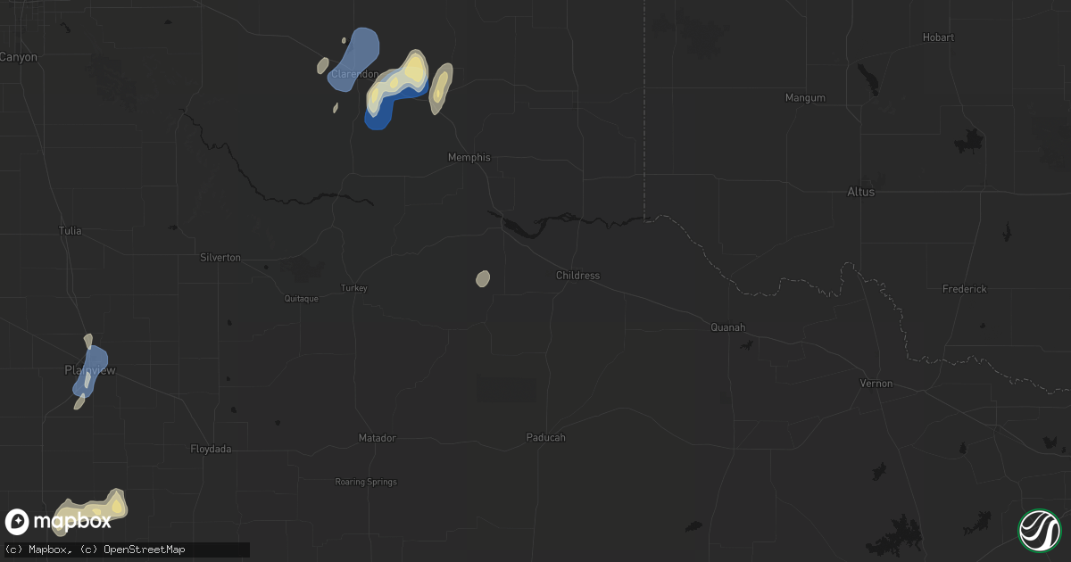 Hail map in Childress, TX on August 13, 2026