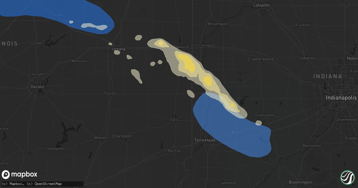 Hail map in Chrisman, IL on August 13, 2026