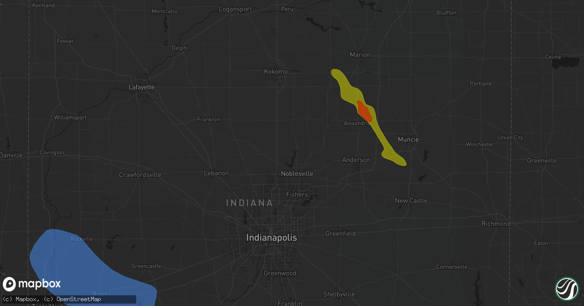 Hail map in Cicero, IN on August 13, 2026