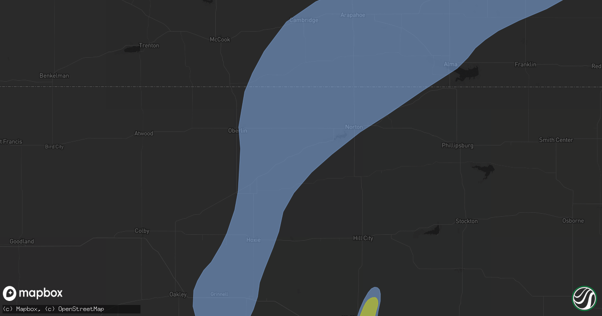 Hail map in Clayton, KS on August 13, 2026