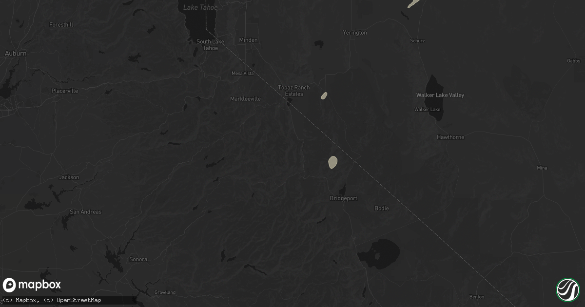 Hail map in Coleville, CA on August 13, 2026