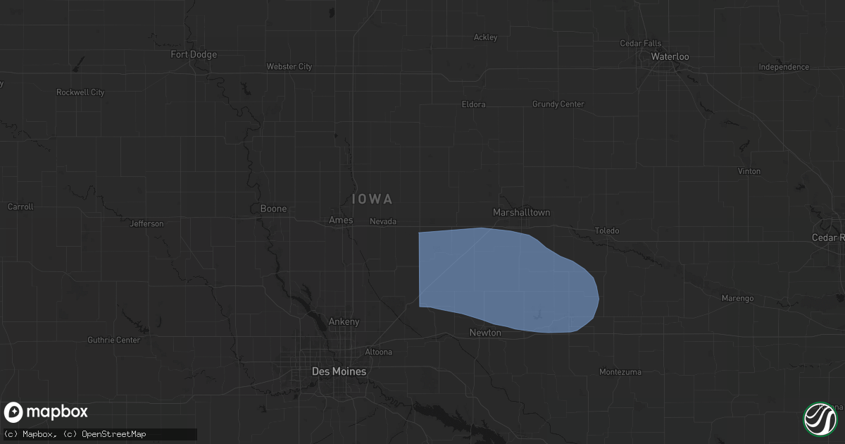 Hail map in Colo, IA on August 13, 2026
