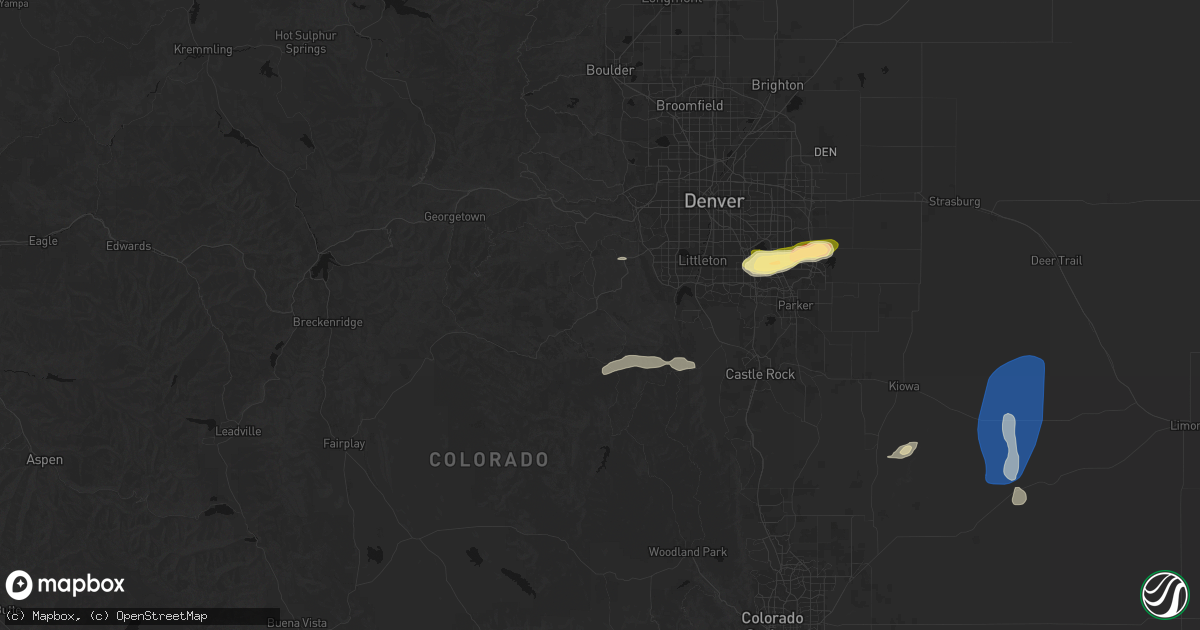 Hail map in Conifer, CO on August 13, 2026