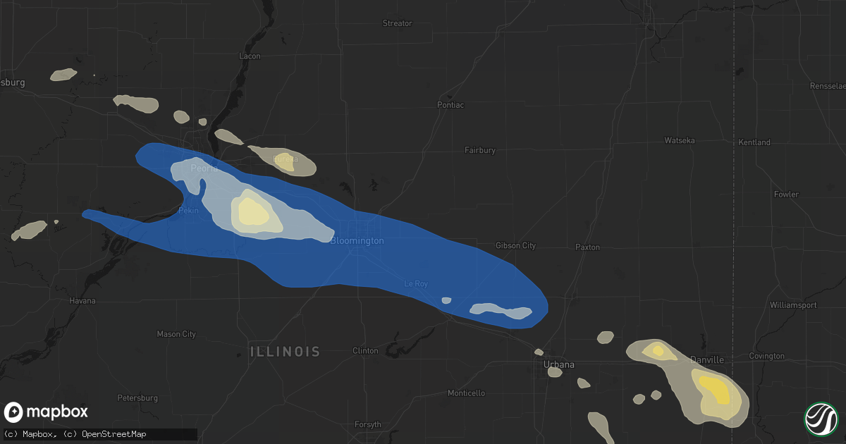 Hail map in Cooksville, IL on August 13, 2026