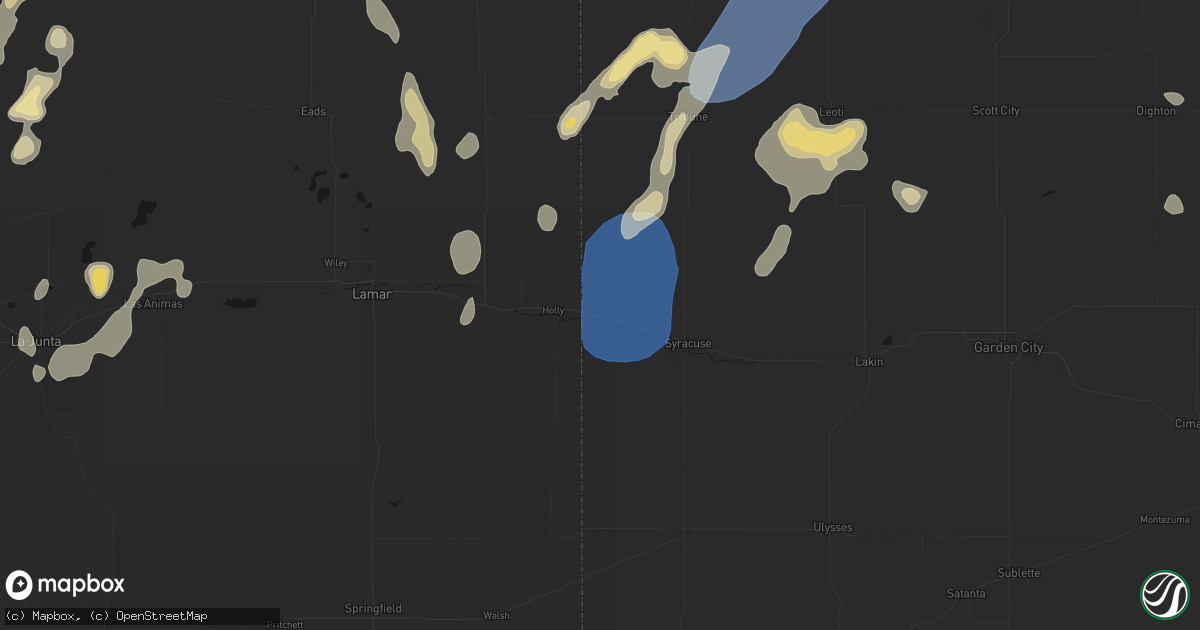 Hail map in Coolidge, KS on August 13, 2026