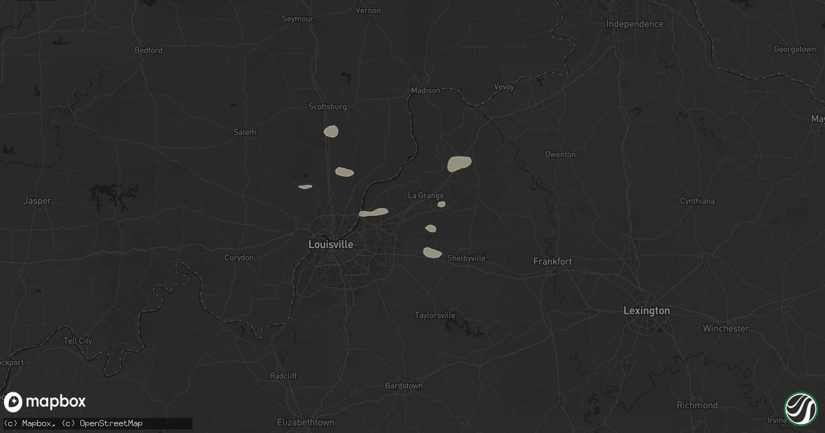 Hail map in Crestwood, KY on August 13, 2026