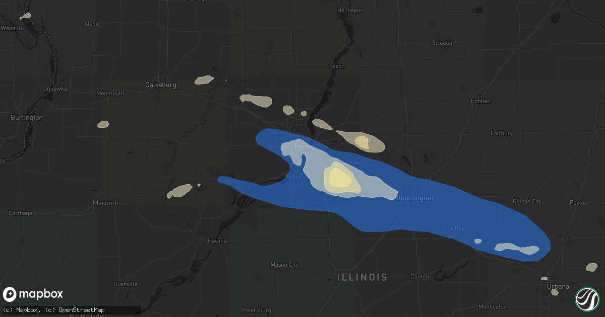 Hail map in Creve Coeur, IL on August 13, 2026
